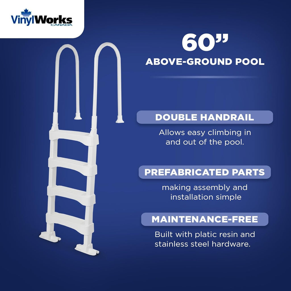 Snap & Lock Pool Ladder, Plastic Step Ladder for Above Ground or In Ground Swimming Pool, or Deck up to 60 Inch