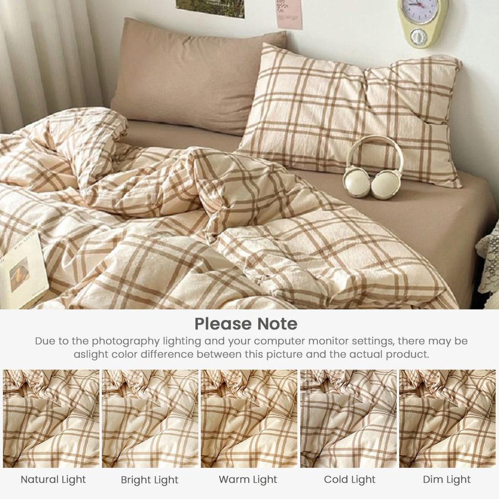 Comforter, Taupe Gingham Plaid Comforter