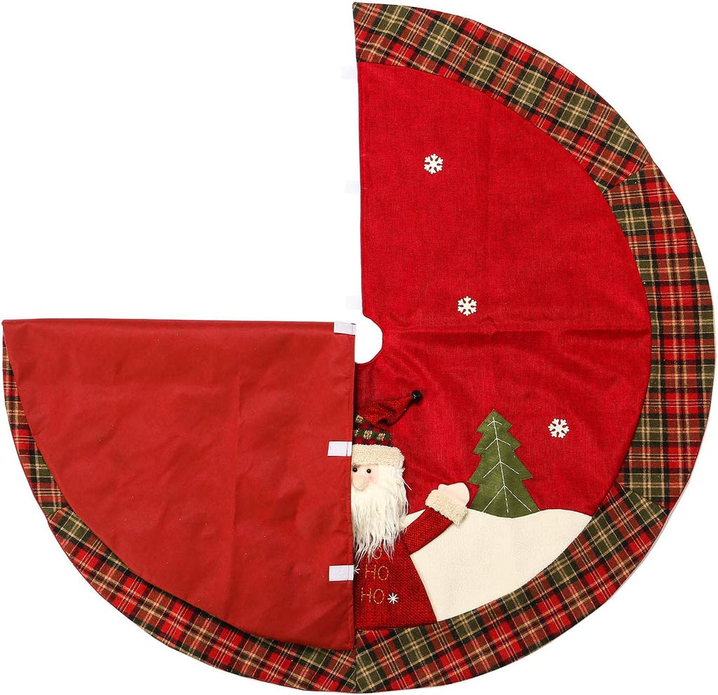 48 Inch Christmas Tree Skirt Double-Layer Design Santa Pattern