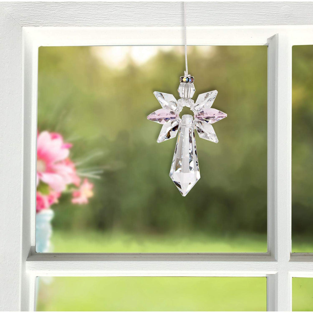 Chimes Woodstock Rainbow Makers Collection, Crystal Guardian Angel, Large (2'') Rose, Large Guardian Angels Crystal