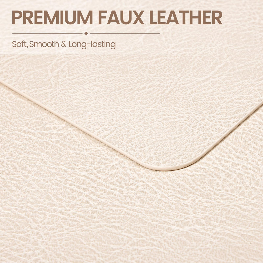 Faux Leather Vinyl Placemats Set of 6, Easy to Clean, Beige