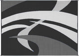 Outdoor Patio / RV Camping Mat - Swirl (Black/White, 9-Feet x 12-Feet)