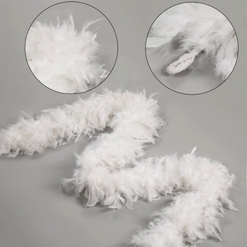 45g Fluffy Turkey White Feather Boas Bulk for Party Decor,2Yards