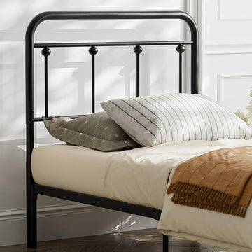 Black Metal Headboard, Farmhouse and Vintage Style Dorm Headboards Only, Adjustable Height, Spindle Detail