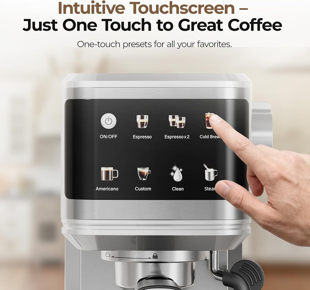 T1A PRO Espresso Machine with Milk Frother, Instant Cold Brew Maker | Beginner-Friendly, Touch Control, Customizable