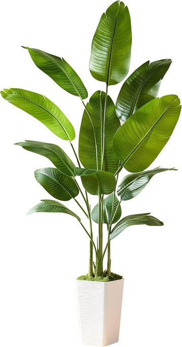 Bird of Paradise Artificial Plants, 6.6FT Banana Fake Tree Indoor