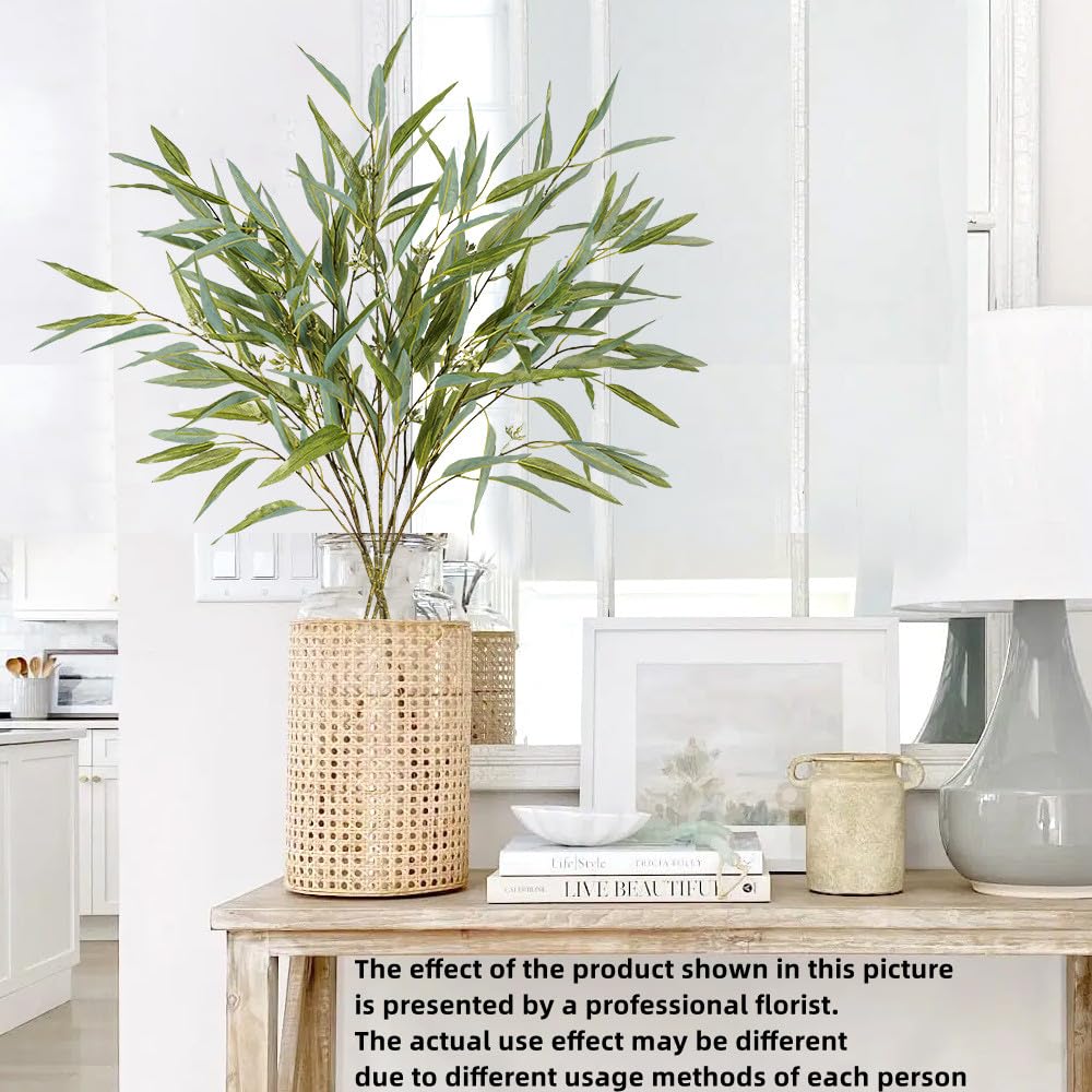 Artificial Plants, 6PCS 39" Green Eucalyptus Faux Branches for Vase, Faux Greenery Stems Artificial Plants for Shop