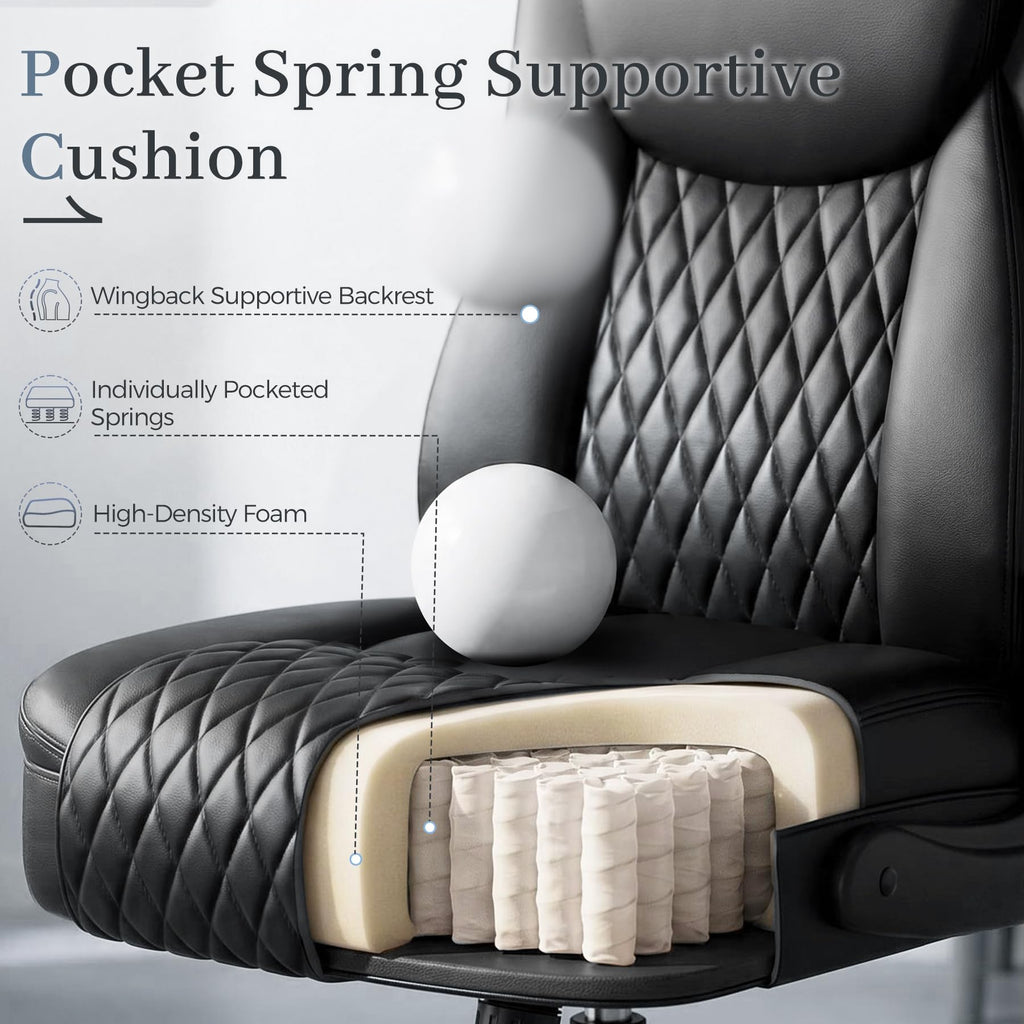 Executive Office Chair with Comfortable Lumbar Support, Ergonomic Gaming Chair with Flip-up Armrests & Zoned