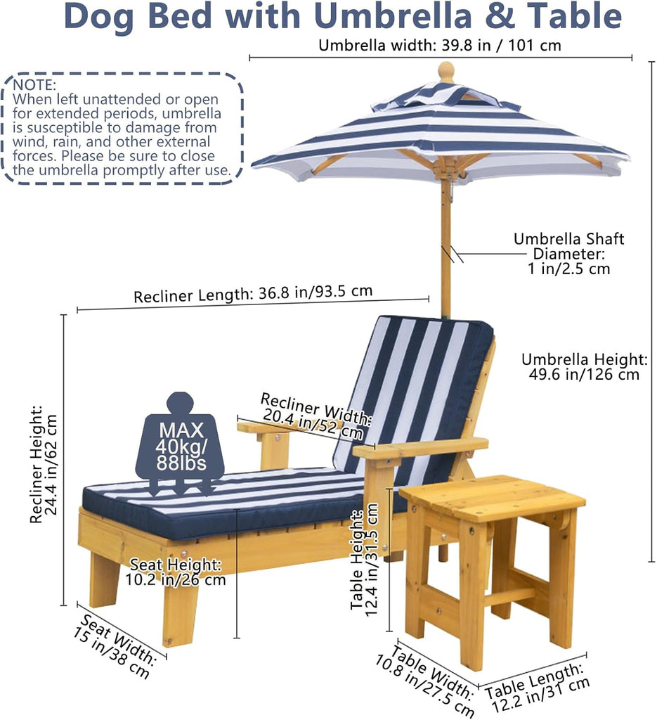 Dog Lounge Chair with Canopy & Removable Cushion for Pets