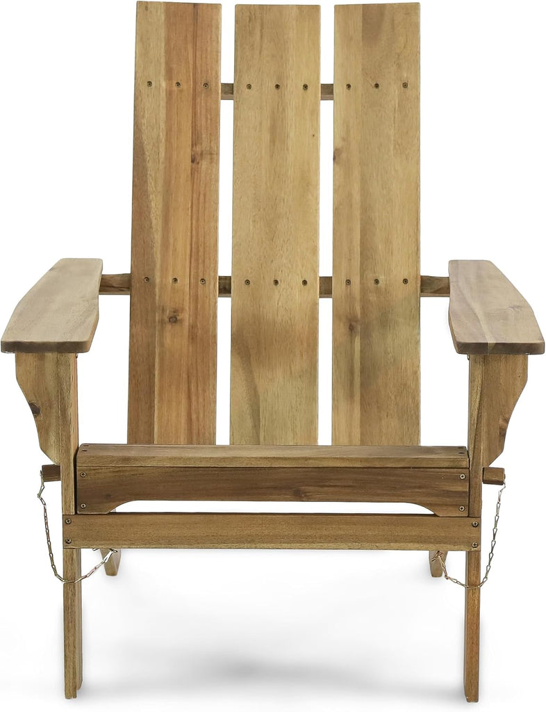 Foldable Adirondack Chair, Weather Resistant Wood Patio Outdoor Club Chair for Porch, Deck & Garden, Natural