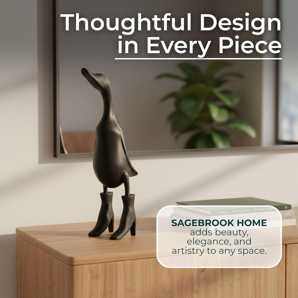 Bamboo Duck Figurine Sculpture - Playful Decorative Statue for Boho Room Decor - Shelf, Tabletop, Or Entryway Display