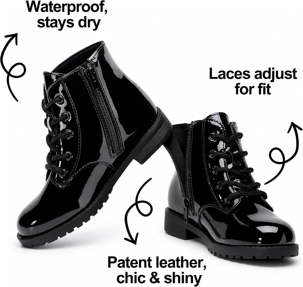 Girls Combat Boots Water-Resistant Ankle Boots