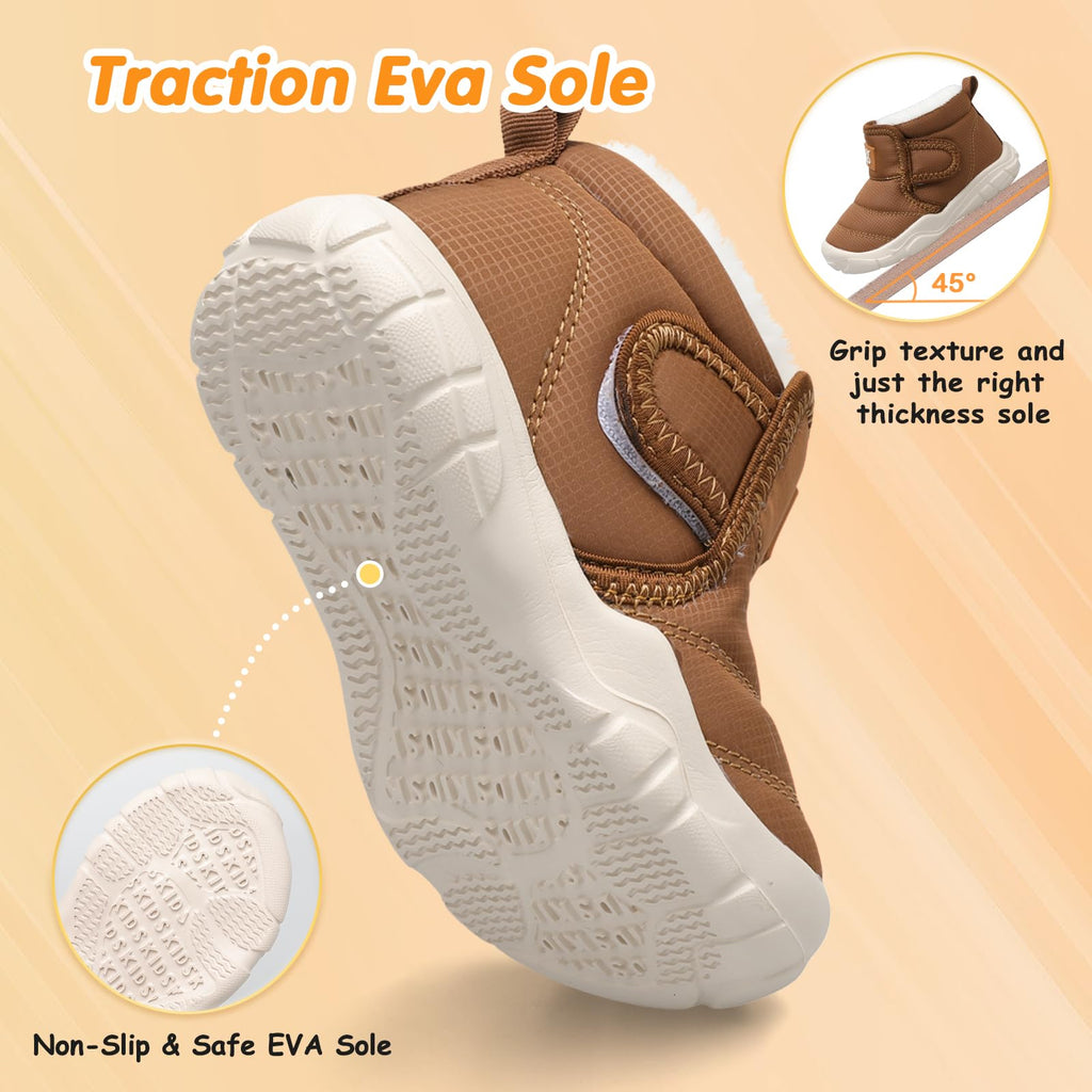 Baby Cute Boots Toddler Anti Collision Shoes Non Slip Winter Walking Shoes Unisex Lightweight Brown Infant