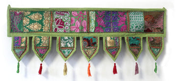 ICC valances for windows Toran Cotton Vintage Patchwork Door Hanging Valance Window Hand Embroidered Bohemian Decor