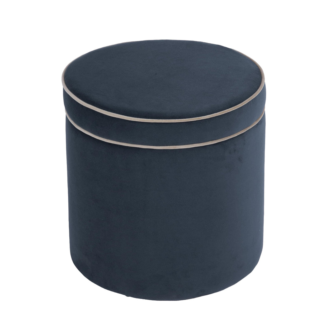 18" Velvet Storage Ottoman with Lift-Off Lid - Blue Velvet