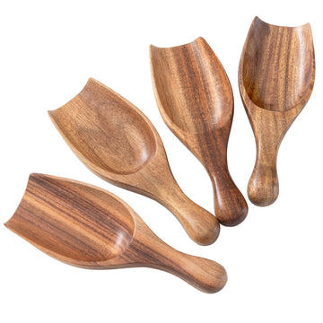 Wooden Coffee Scoop, 4 Pcs Coffee Spoons for Ground Coffee, Tea, Sugar, Wooden Scoops for Jars Small Scoops for