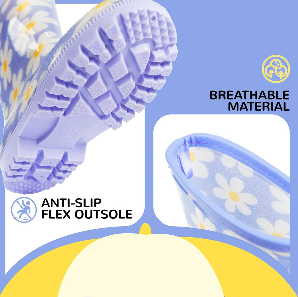 Kids Rain Boots, Fun Design Waterproof Boots