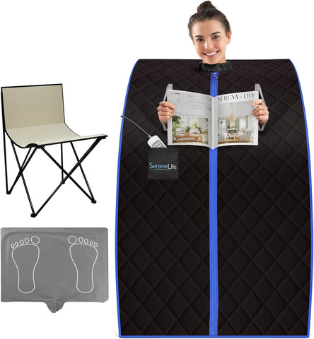 SereneLife Compact & Portable Infrared Steam Sauna, Personal Spa Style Sauna for at-Home Relaxation and Rejuvenation