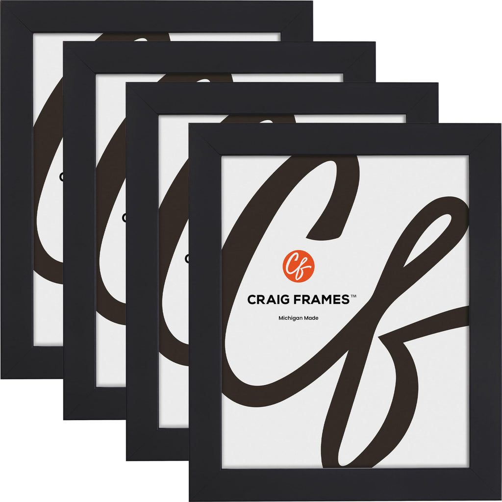 Frames Essentials, 18x18 Black Picture Frame, 1" Wide, Modern, Dual Display Format, Set of 4