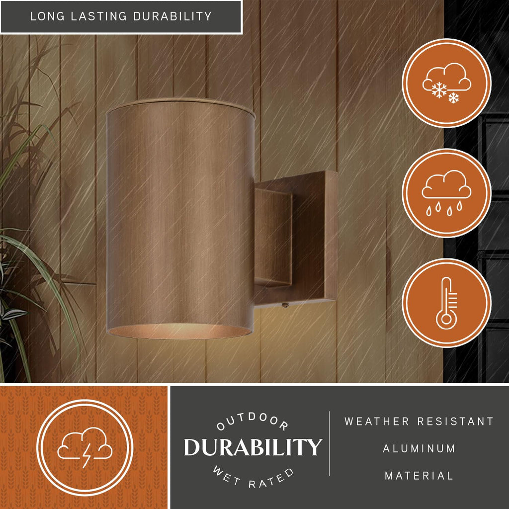 Chiasso 1-Light Brass Contemporary Outdoor Wall Sconce, 7.25 in. H