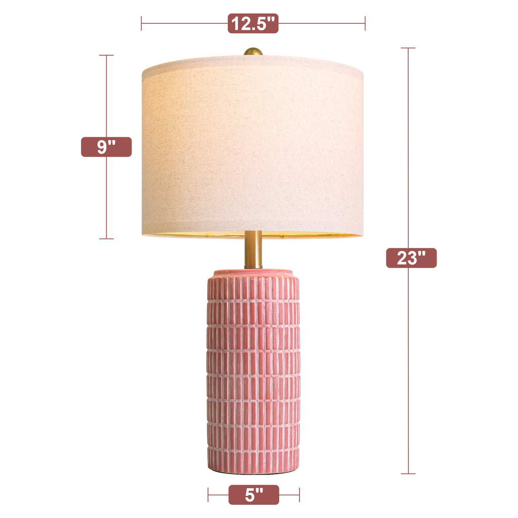 23" Ceramic Table Lamps, Farmhouse Bedside Lamps Set of 2, Rustic Nightstand Lamps Sideboard Entryway Hallway Decor