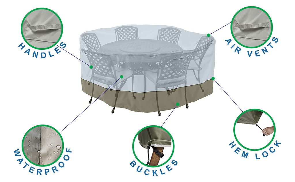 [] Medium 96 in. Round Patio Table with Chairs Cover 96L x 96W x 29H