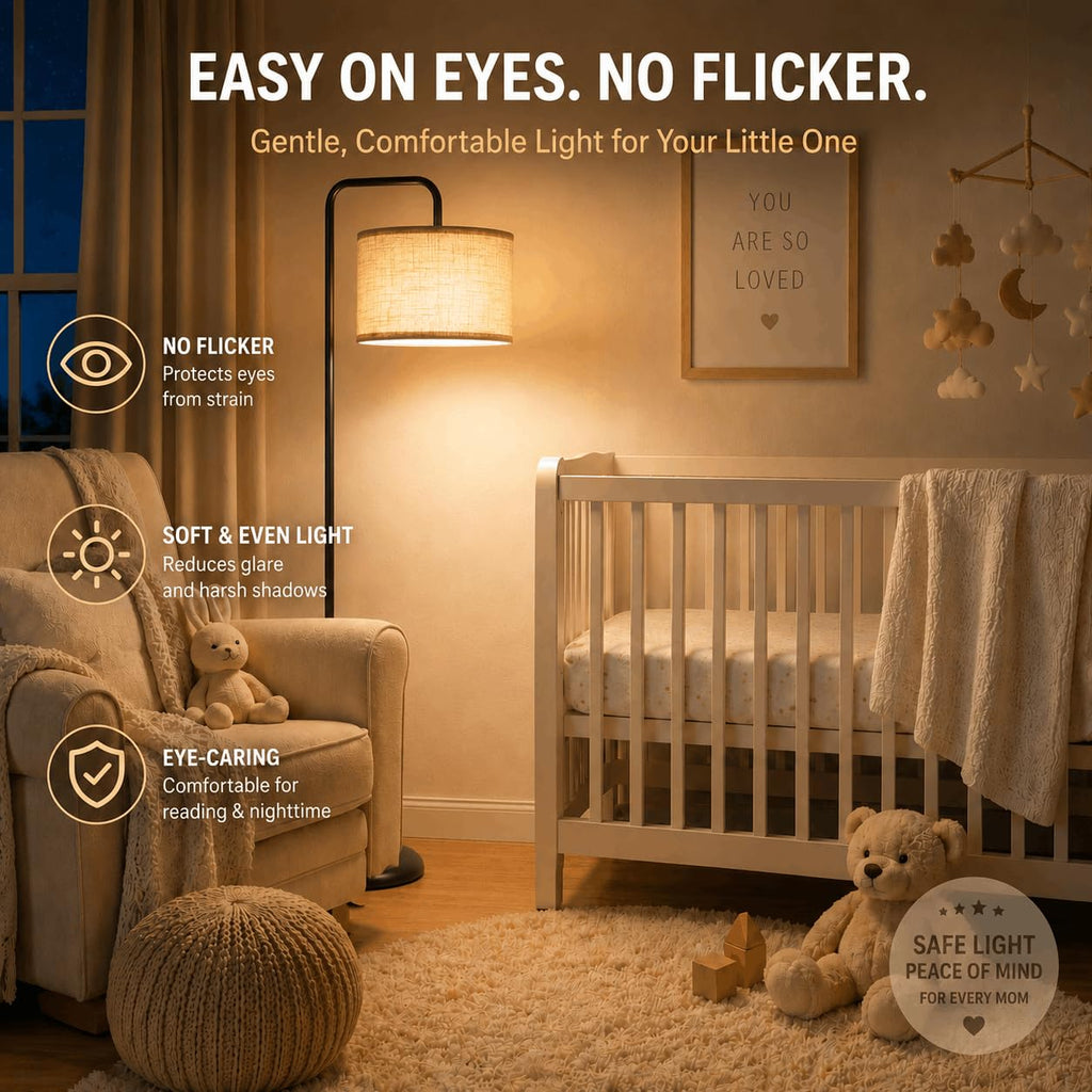 Floor Lamp, Black Standing Floor Lamp with 3 CCT Bulb