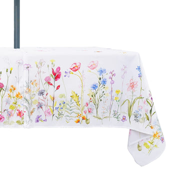 Outdoor Tablecloth with Umbrella Hole and Zipper, Patio Table Covers for Spring/Summer, Machine Washable Outdoor