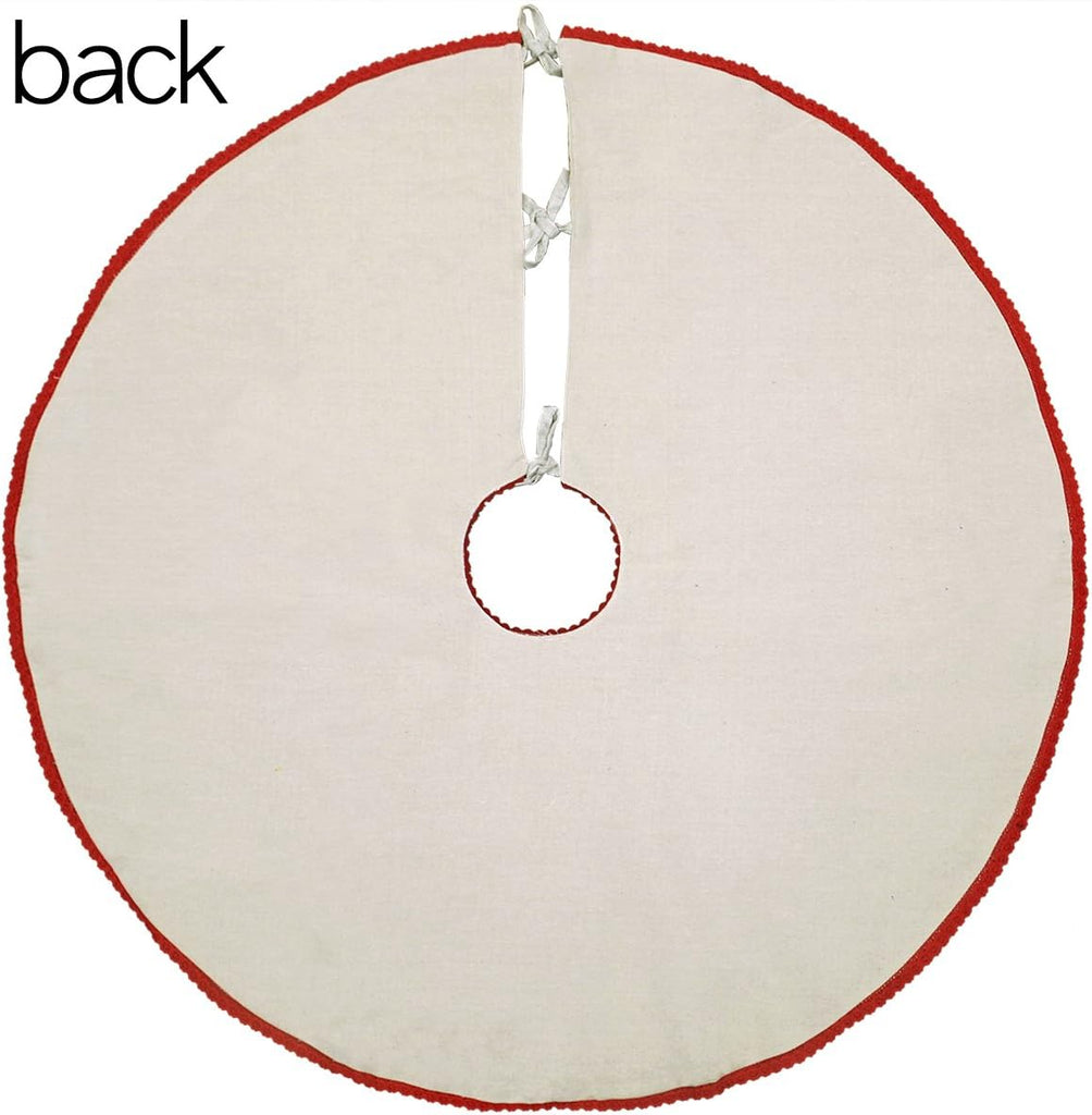 72 Inches Large Embroidered Christmas Holiday Tree Skirt, Double Thickness (Round 72 Inch)
