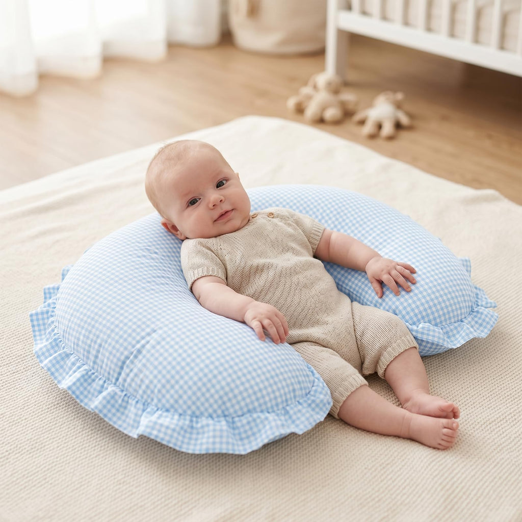 Cotton Nursing Pillow Cover, Removable Ruffled Pillowcase for Breastfeeding Pillows, Ultra Soft Comfortable Slipcover