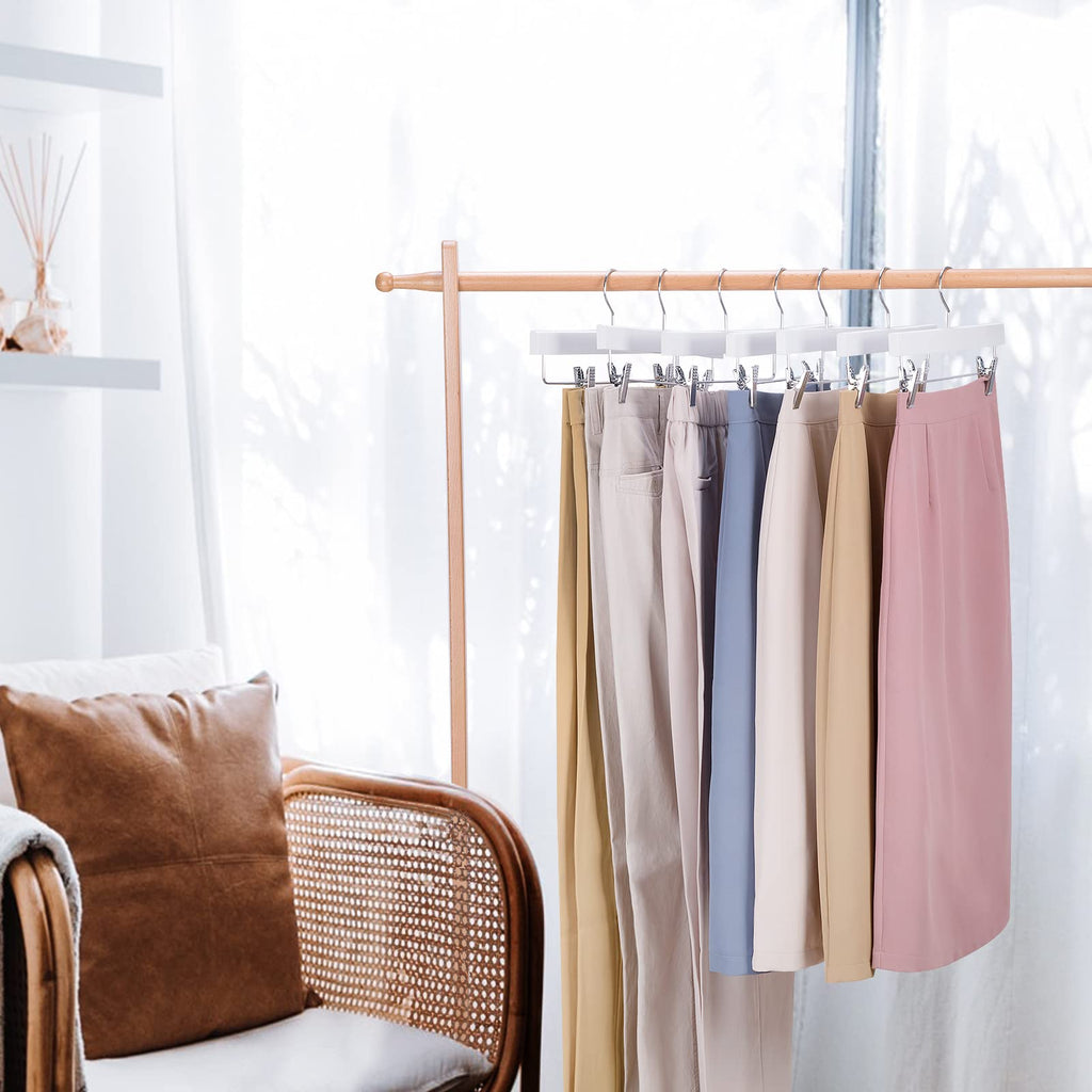 Wooden Pants Hangers, White, Pack of 10