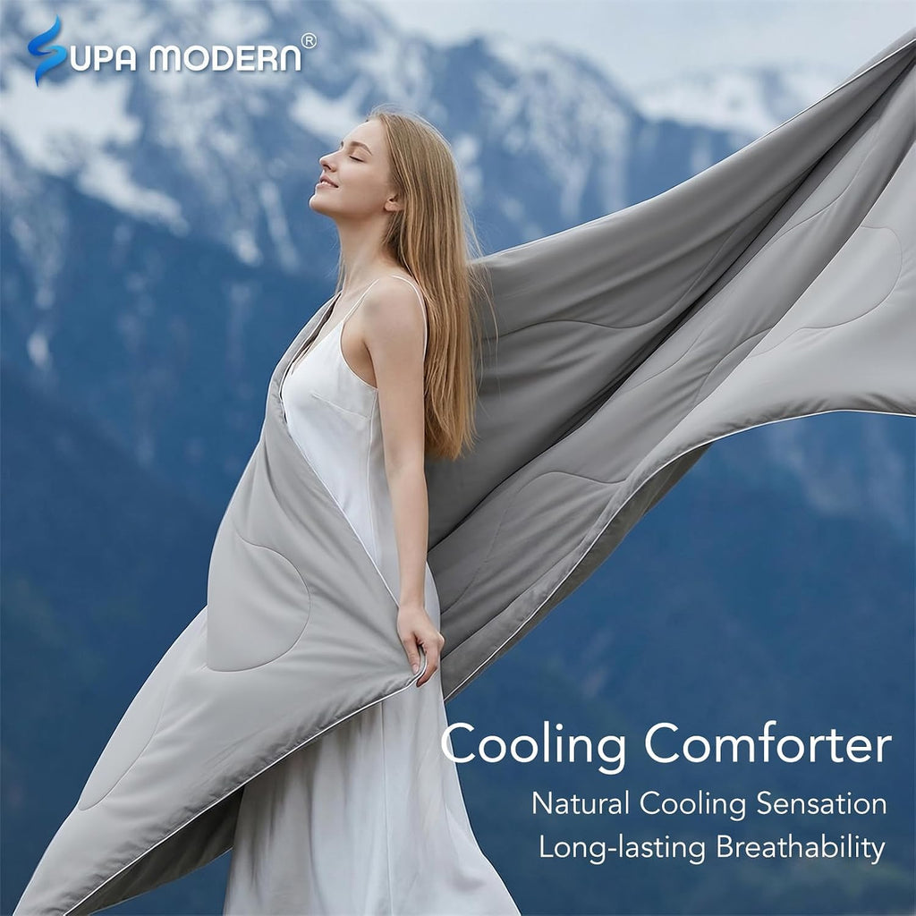 Cooling Comforter Twin Size for Hot Sleepers, Double-Sided Cool Touch Summer Comforter, Lightweight Breathable Soft