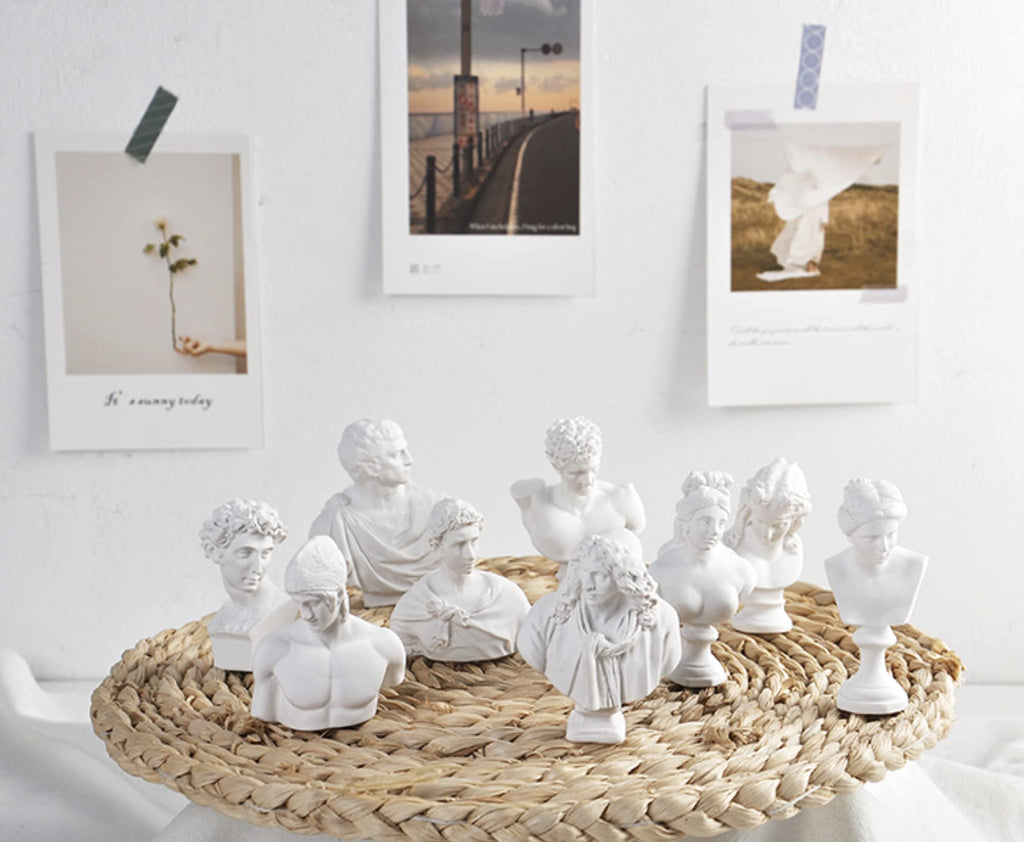 Greek Bust Statue Set of 10 PCS Mini Bust Sculptures Renaissance Figurine Small Goddess Mythology Statue for