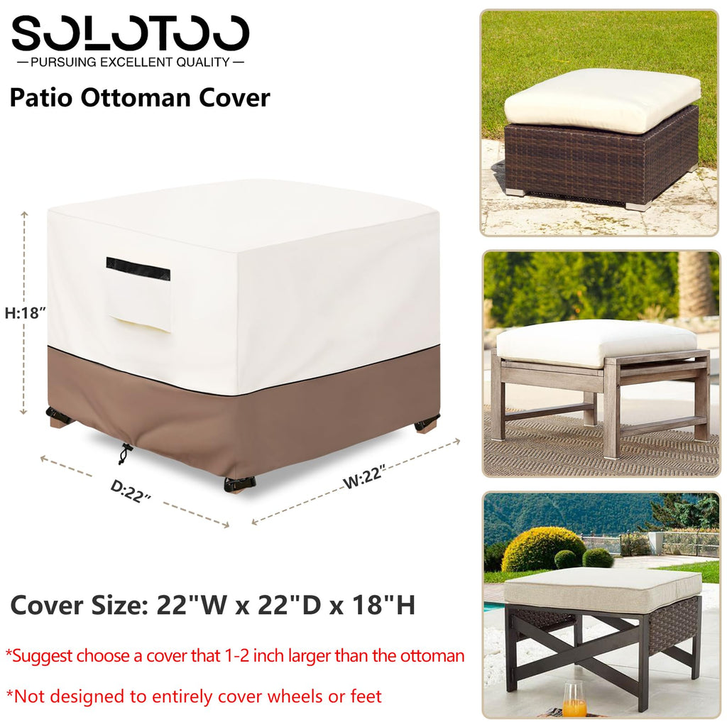 Outdoor Ottoman Cover Waterproof, 22" W x 22" D x 18" H