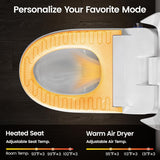 Smart Toilet with Built-In Bidet, Auto Open and Close Lid, Heated Seat, Warm Air Dryer, Night Light, Powerful Auto Flush, Remote Control, Kick Button