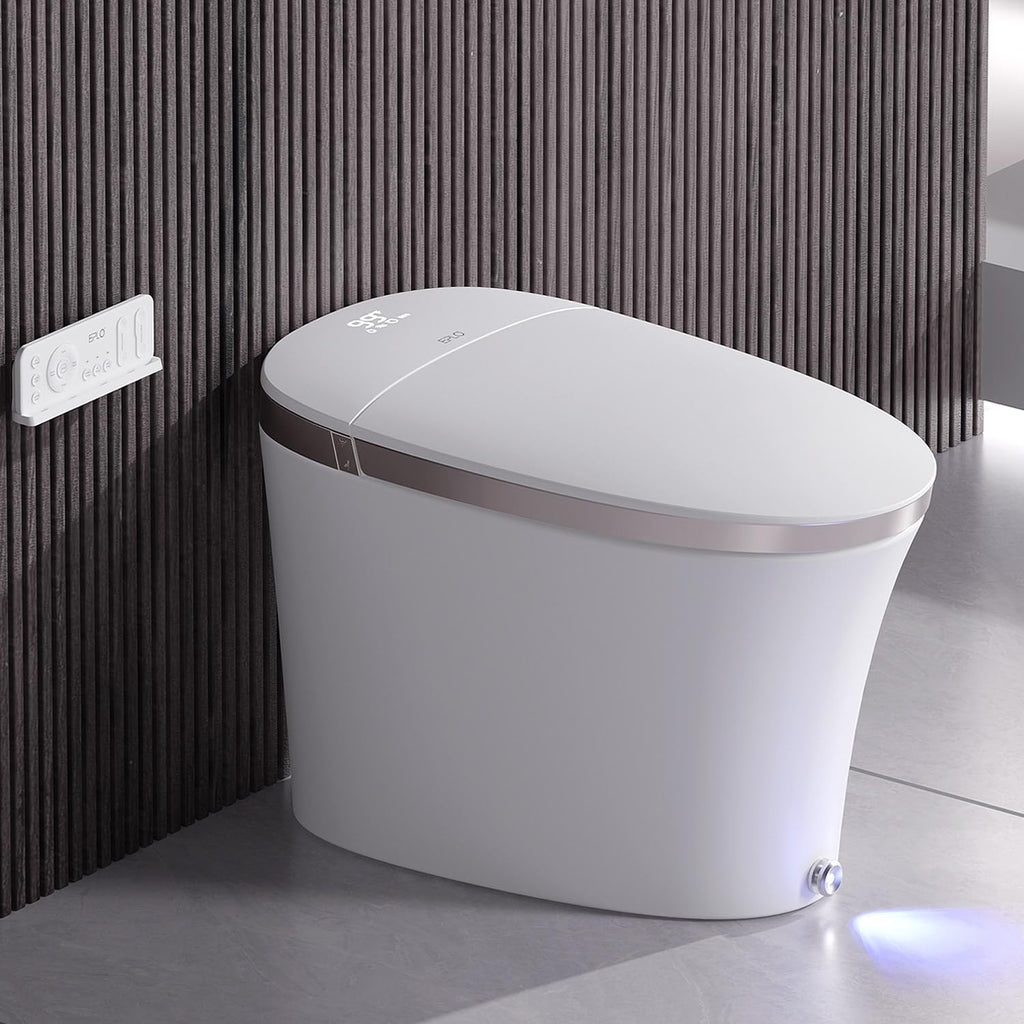 Smart Toilet with Built-In Bidet, Heated Seat, ADA Comfort Height, Automatic Flush, Air Dryer, Night Light, Temperature Display
