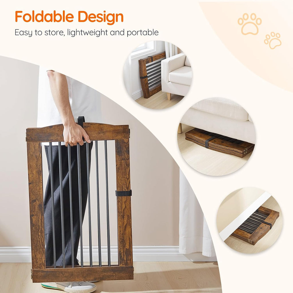Indoor Dog Gate with Support Feet, Freestanding Pet Gate for Doorway, Stairs, 24 Inch 3 Panels, Folding Dog Fence