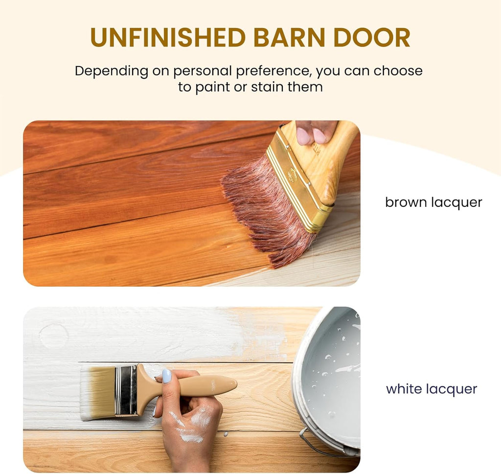 36in x 84in Sliding Barn Door with 6.6ft Barn Door Hardware Kit Included, Unfinished Solid Spruce Wo
