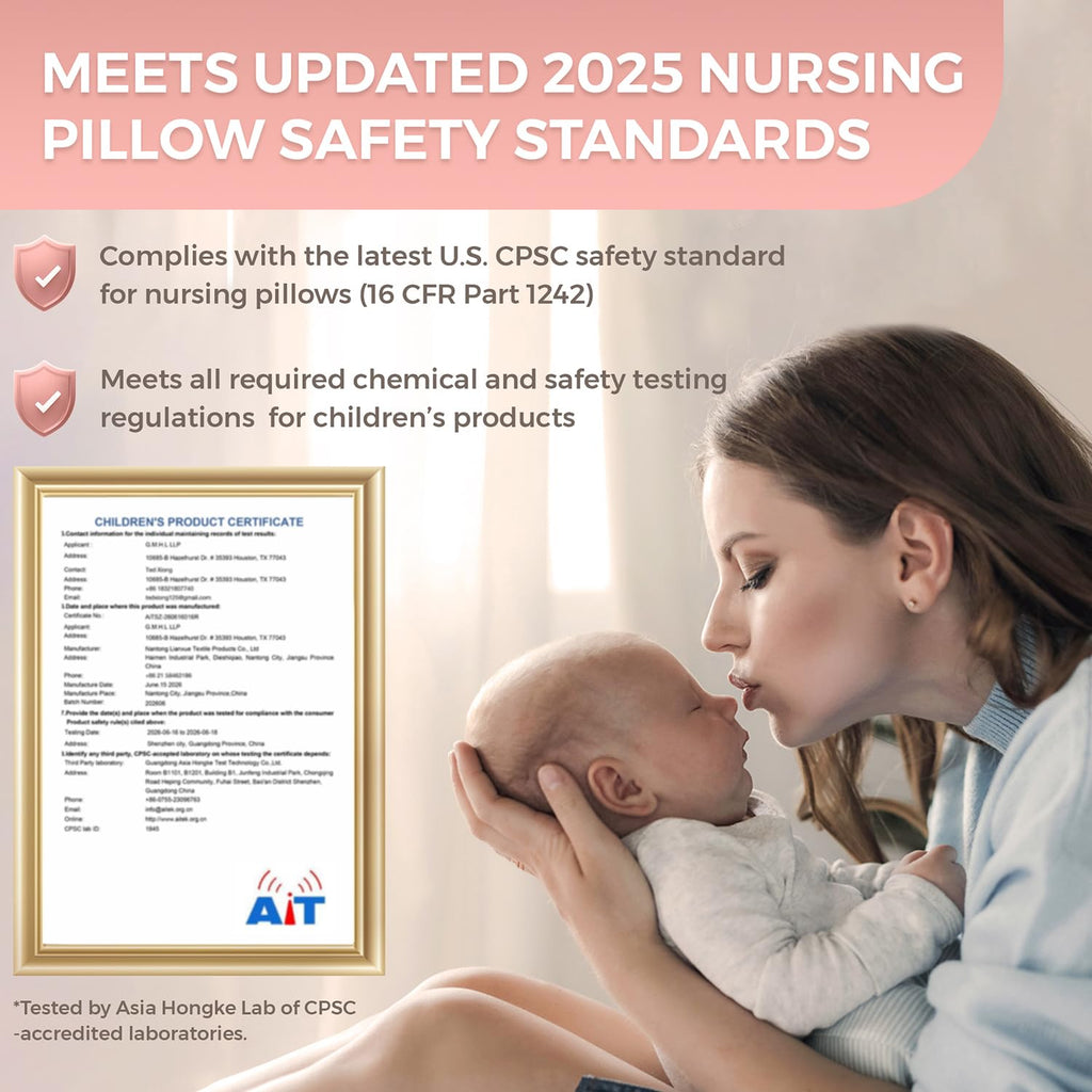 Nursing Pillow, Breastfeeding Pillows for Enhanced Safety & Comfort for Mom & Baby, Removable Polyester Cover