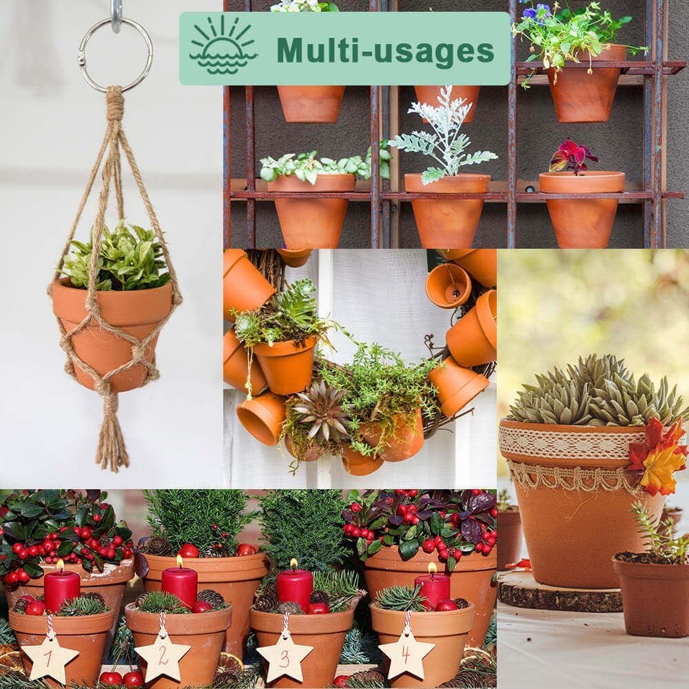 Terra Cotta Pots with Saucer - 6 Pack 5 Inch Clay Pot Ceramic Pottery Planter Cactus Flower Pots Succulent Pot