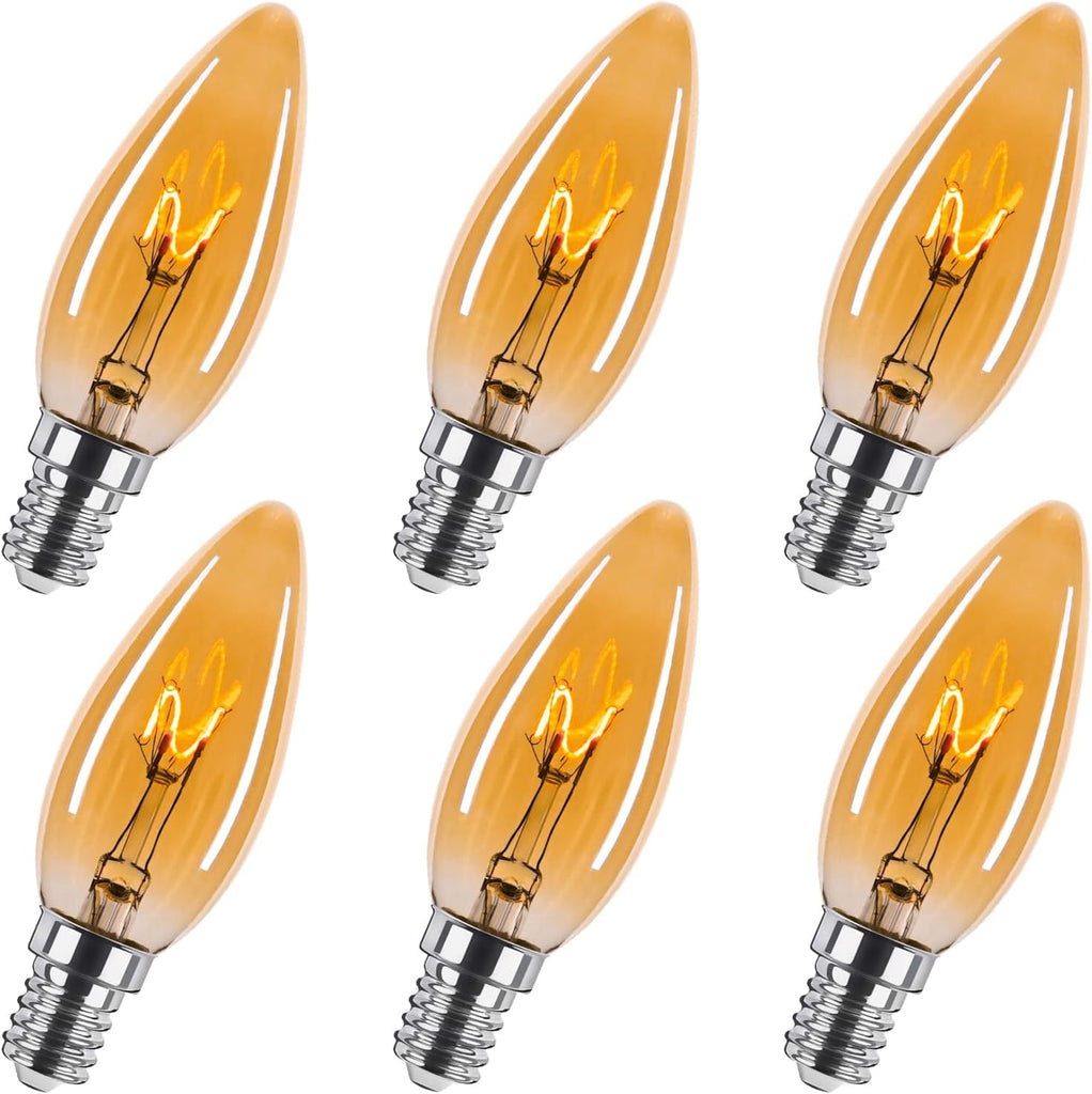 Amber Candelabra Bulb 25W Eq E12 LED Ultra Fine Filament 2000K Dimmable 6PK
