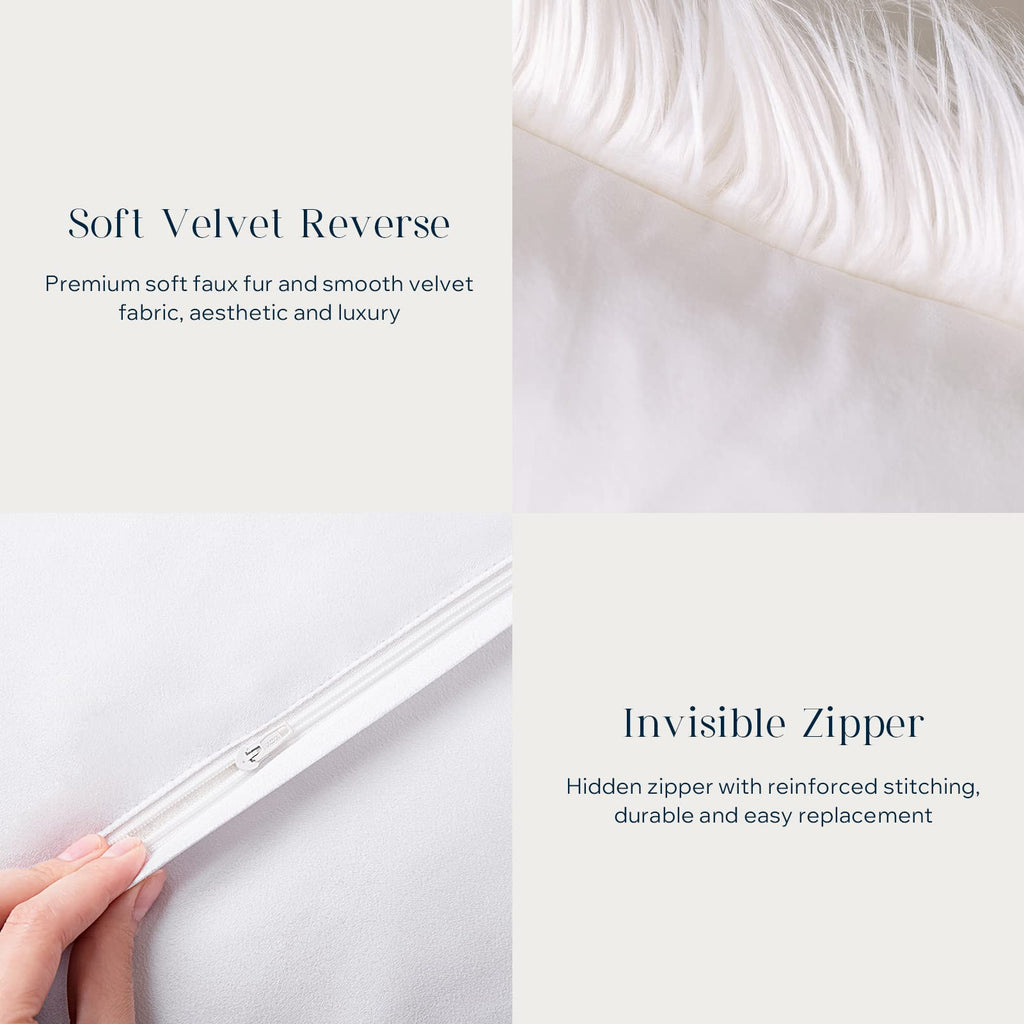 Pack of 2 Faux Fur Solid Throw Decorative Pillow Cover Cushion Covers Luxury Soft Halloween Decorative Pillowcase