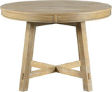 Farmhouse Round Extendable Dining Table with 16" Leaf Wood Kitchen Table (Natural Wood Wash)