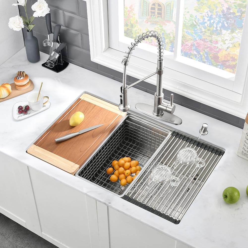 27x19 Undermount Kitchen Sink Stainless Steel Workstation Sink | 16 Gauge Stainless Steel Kitchen Sink Undermount