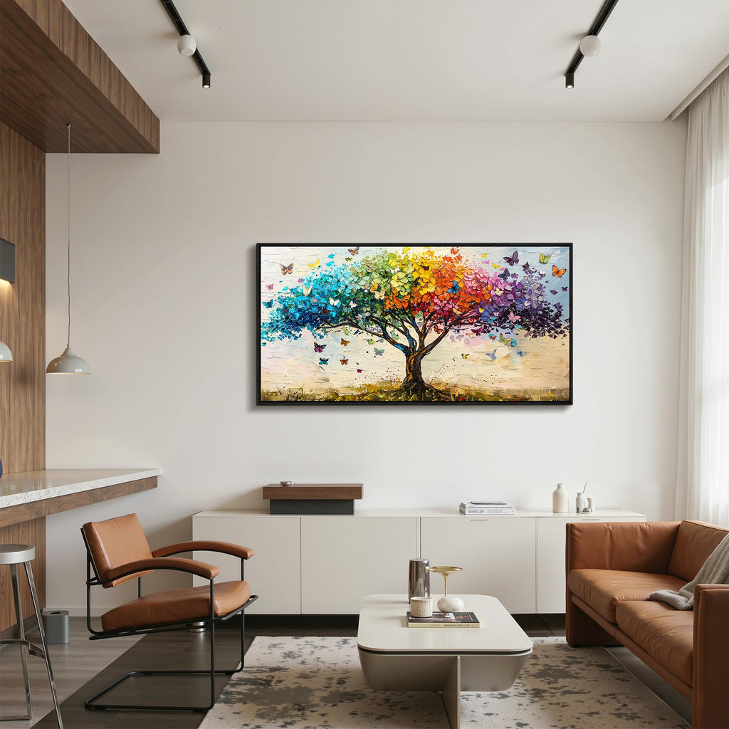 Framed Tree of Life Wall Art, Butterfly Canvas Prints 20"x40"