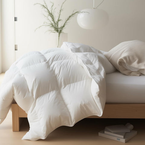 Feather Down Comforter Queen All Season White Down Duvet Insert Ultra Soft 100% Cotton Cover Fluffy 