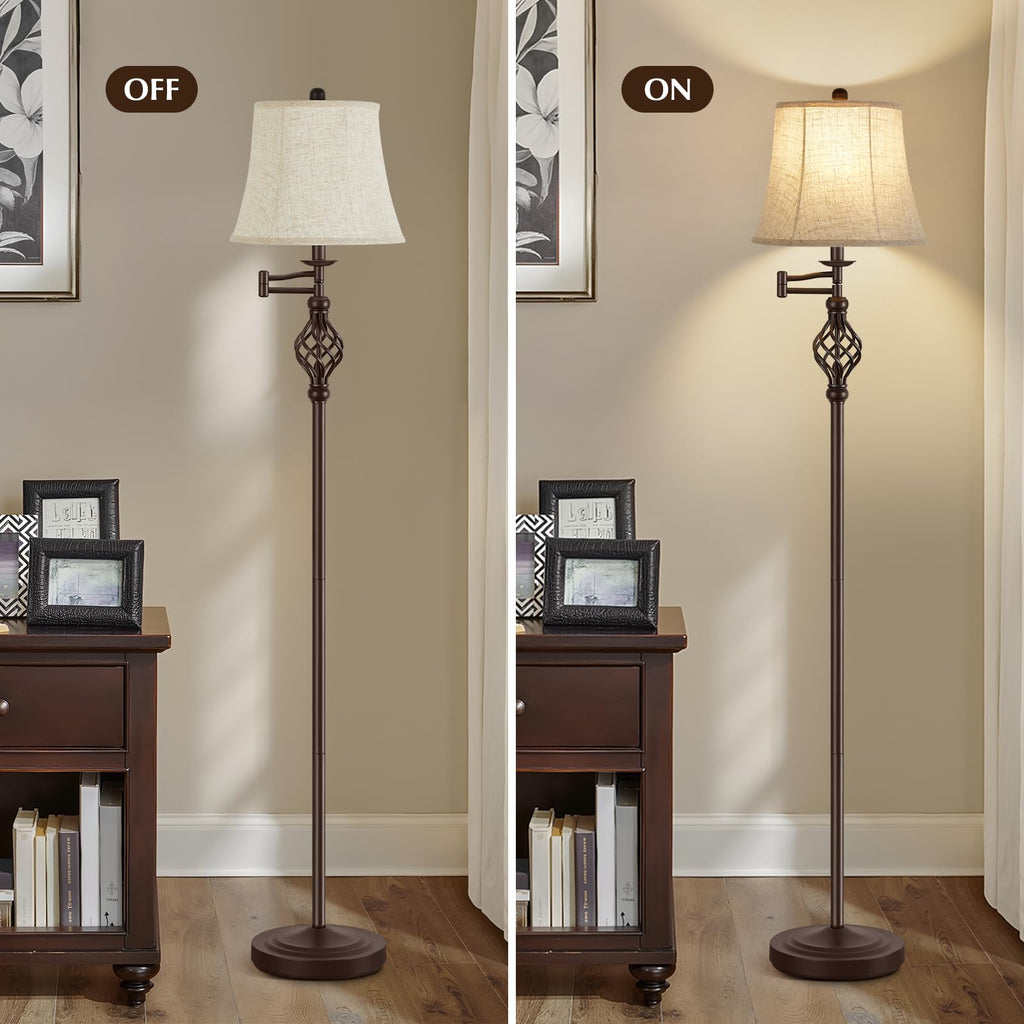 Color Temperature Adjustable Floor lamp, Traditional 350° Adjustable Swing Arm Floor Lamp Vintage Pole lamp Farmhouse