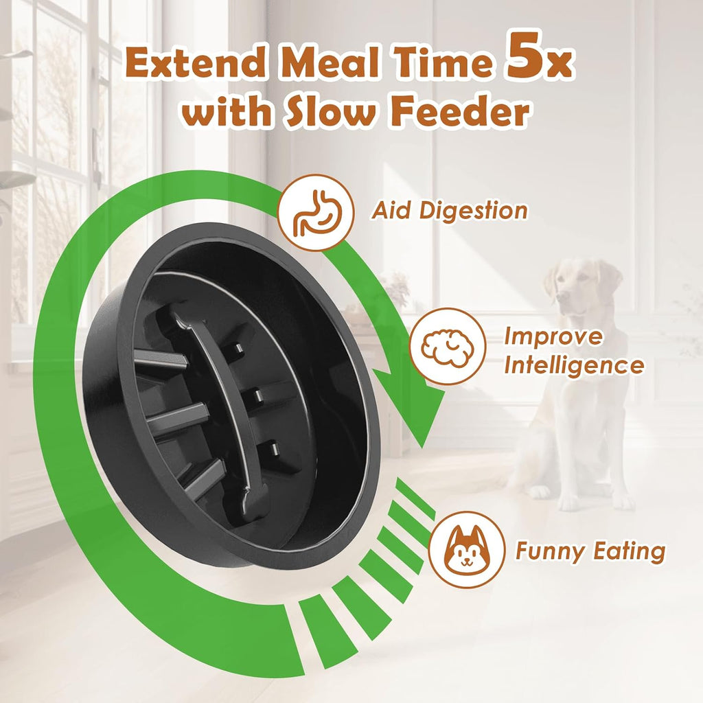 Elevated Dog Bowls: Height Adjustable Raised Dog Stand (4.5'' to 12'') 2 * 1700ml Stainless Steel Bowls + Slow