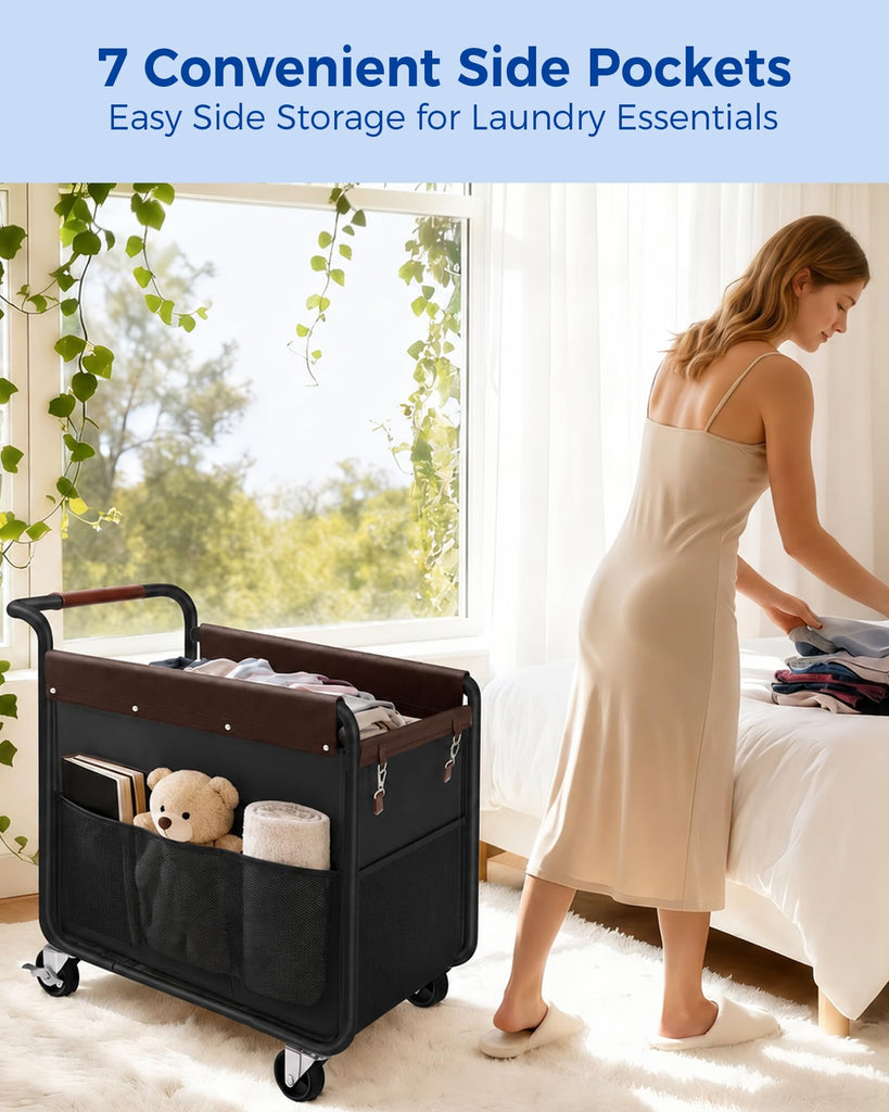 150L Rolling Laundry Hamper, Laundry Basket with Wheels, Black