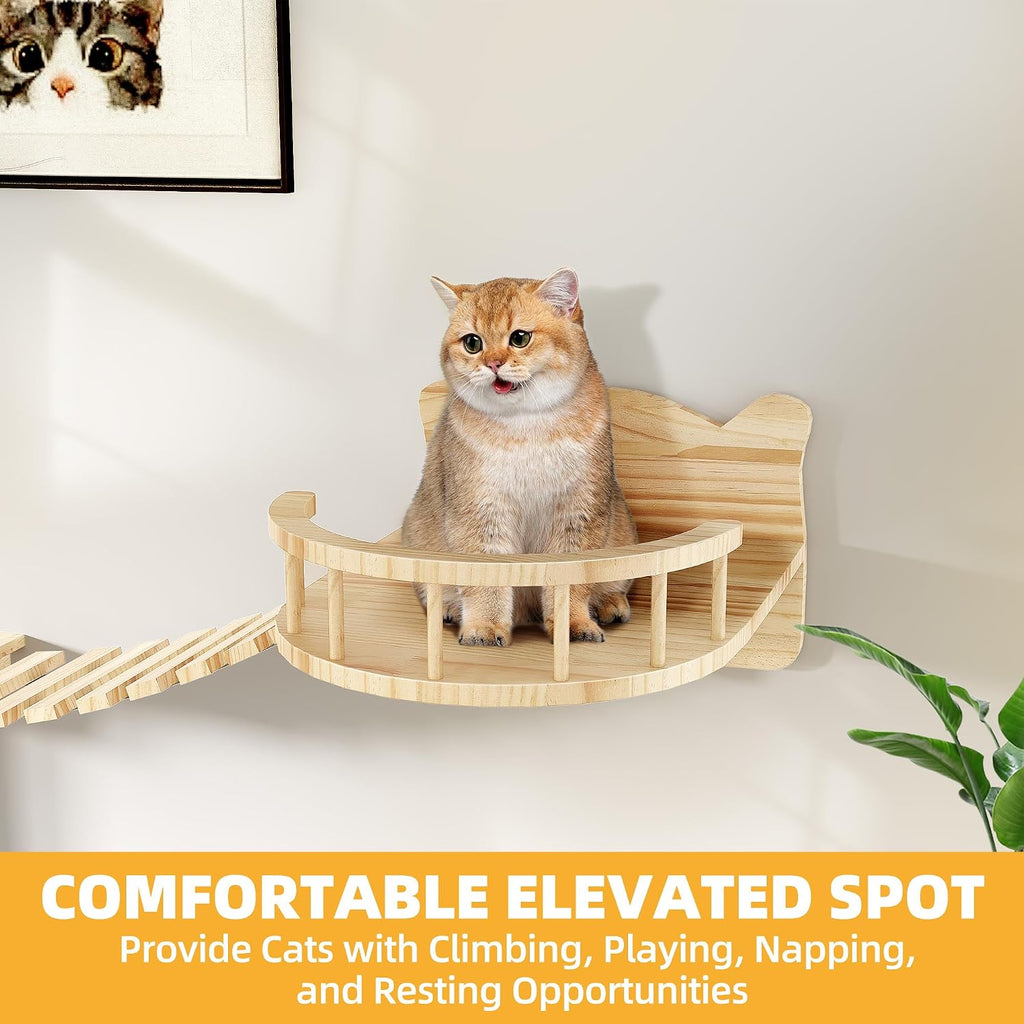 Cat Wall Shelves, 18-in-1 Cat Wall Furniture Set w/Tunnel & Bridge